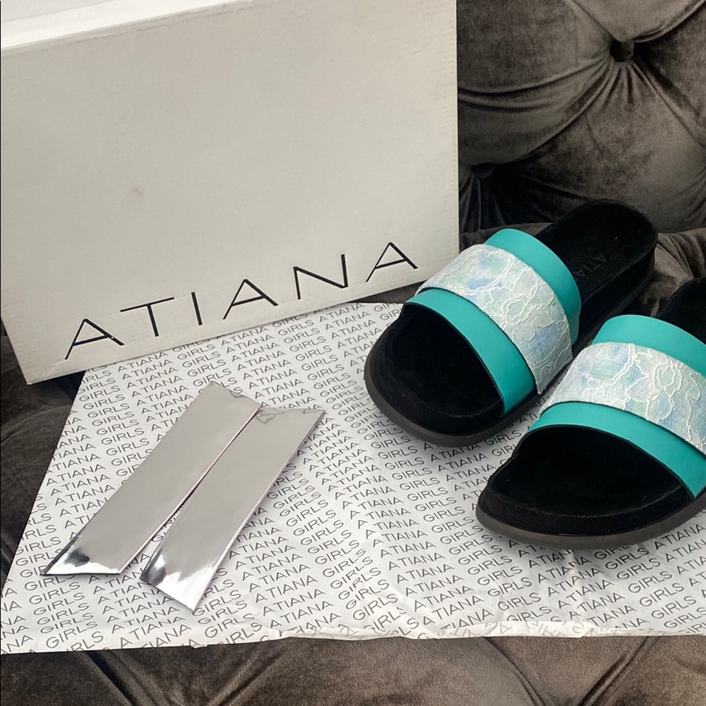 Atiana Turquoise Slide Loafers  size 40